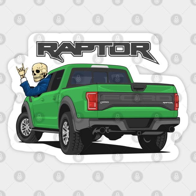 Truck ranger raptor f150 4x4 hand skull metal green Sticker by creative.z